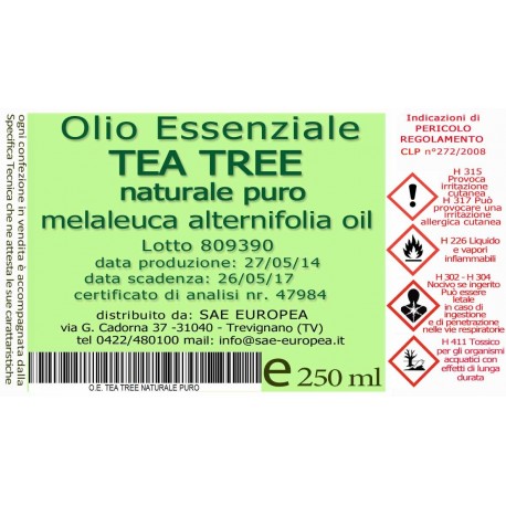 Olio Essenziale TEA TREE NATURALE PURO - 250 ml