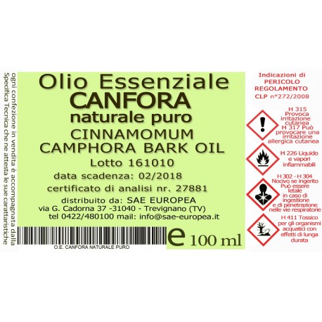 Olio Essenziale CANFORA NATURALE PURO - 100 ml